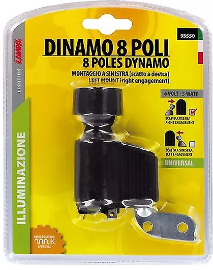 Δυναμό Ποδηλάτου Lampa 8 Πόλων 6V-3W Δεξί Μαύρο