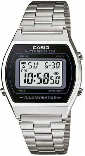 Ανδρικό Ρολόι Casio Casual B-640WD-1A με Μεταλλικό Μπρασελέ Ασημί