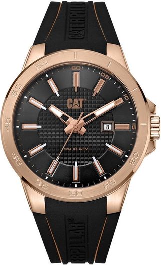 Ανδρικό Ρολόι Caterpillar με Λουράκι από Καουτσούκ Μαύρο