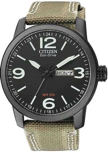 Ανδρικό Ρολόι Citizen EcoDrive BM8476-23EE με Υφασμάτινο Λουράκι Μπεζ