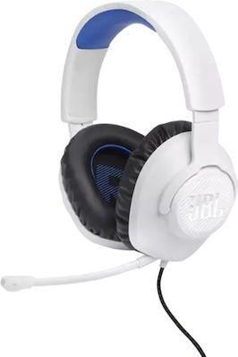 JBL Quantum 100P Over Ear Gaming Headset με σύνδεση 3.5mm Λευκό/Μπλέ for PS4/PS5