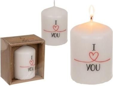 Κερί Pillar I Love You 6x8cm Λευκό