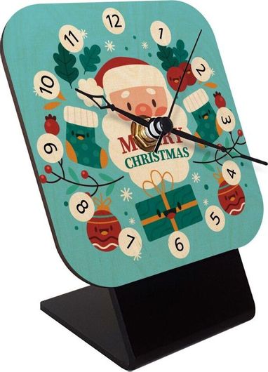 Επιτραπέζιο Ρολόι Koupakoupa Άι Βασίλης Ξύλινο Φυσικό 10cm Γαλάζιο