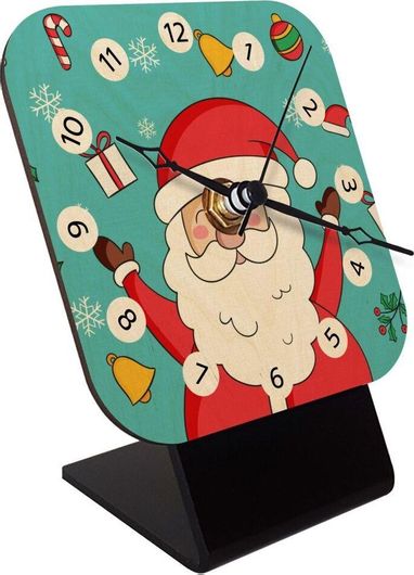 Επιτραπέζιο Ρολόι Koupakoupa Santa Claus Gifts Ξύλινο Φυσικό 10cm Γαλάζιο