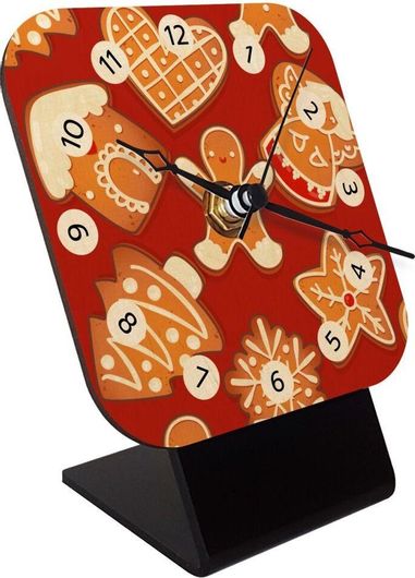 Επιτραπέζιο Ρολόι Koupakoupa Xmas Cookies Ξύλινο Φυσικό 10cm Κόκκινο