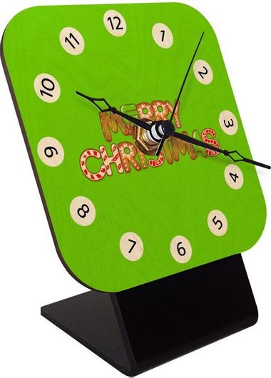 Επιτραπέζιο Ρολόι Koupakoupa Xmas Μπισκότα Ξύλινο Φυσικό 10cm Πράσινο