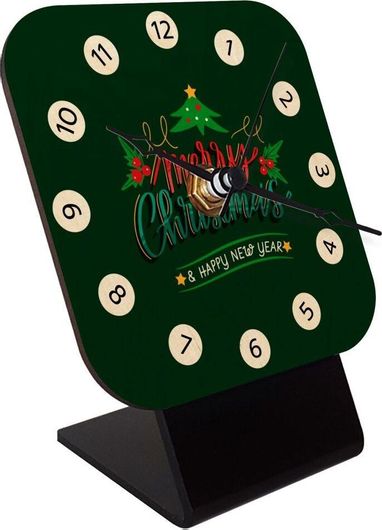Επιτραπέζιο Ρολόι Koupakoupa Merry Christmas Green Ξύλινο Φυσικό 10cm Πράσινο