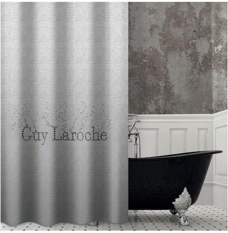 Κουρτίνα Μπάνιου Guy Laroche Pandora Υφασμάτινη με Τρουκς 180x190cm Silver