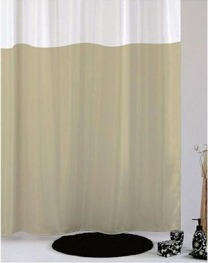 Κουρτίνα Μπάνιου Import Hellas Dobblo Υφασμάτινη με Τρουκς 180x200cm Μπεζ/Λευκό