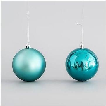 Σετ Χριστουγεννιάτικες Μπάλες Eurolamp Πλαστικό Γυαλιστερό Ματ 6τμχ 8cm Πετρολ 