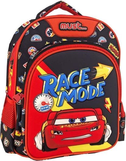 Σχολική Τσάντα Νηπίου Must 562952 27x10x31cm 2 Θήκες Cars Race Mode Μαύρο