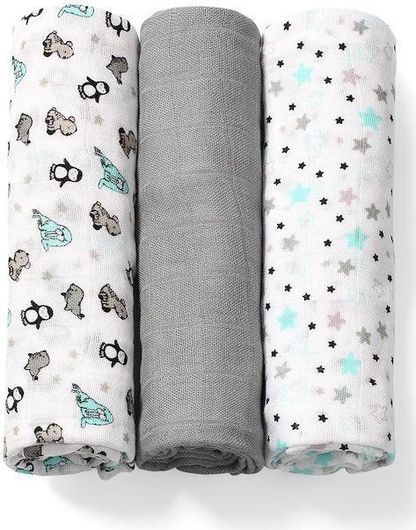 Σελτεδάκια Μωρού Babyono Σετ Πάνες Μουσελίνες από Μπαμπού & Βαμβάκι 3τμχ Γκρι