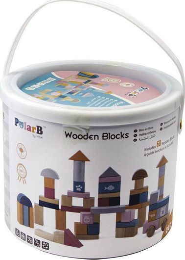 Τουβλάκια Viga Toys Ξύλινα Παλ Χρώματα σε Κουβαδάκι 19x15x19cm 60τμχ για 2+ Ετών