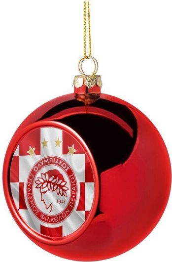 Χριστουγεννιάτικη Μπάλα Olympiakos Flag Πλαστική 8cm Κόκκινο