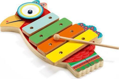 Μουσικό Παιχνίδι Djeco Ξυλόφωνο "Παπαγάλος" με Κύμβαλα 16x4x28cm για 18+ Μηνών