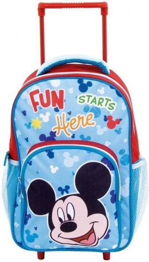 Σχολική Τσάντα Νηπίου Arditex Τρόλεϊ Mickey Mouse 24X36X12cm Γαλάζιο