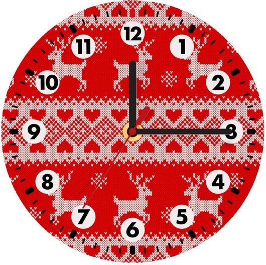 Ρολόι Τοίχου Koupakoupa Χριστουγεννιάτικο Πλεκτό Ελάφια Ξύλινο 19cm