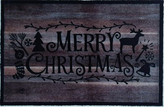Χριστουγεννιάτικο Πατάκι Εισόδου Sdim Ambiance 002 Merry Christmas 75x50cm Καφέ