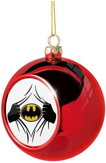 Hero batman, Χριστουγεννιάτικη μπάλα δένδρου Κόκκινη 8cm