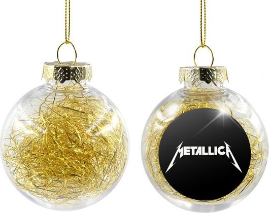 Χριστουγεννιάτικη Μπάλα Metallica Logo με Γέμισμα 8cm Διάφανο/Χρυσό
