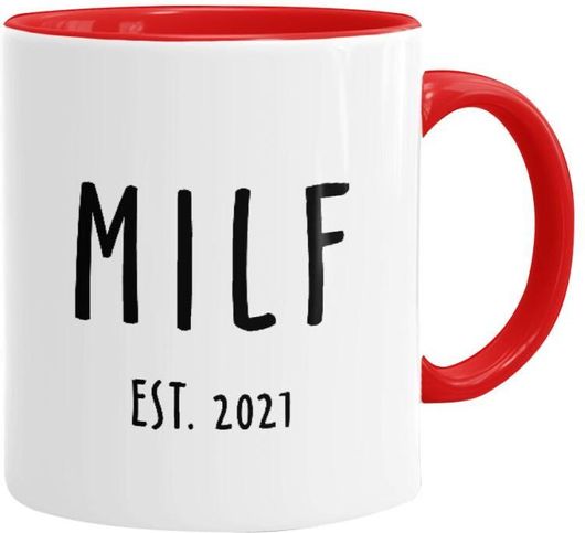 Κούπα Milf Κεραμική 330ml Λευκό-Κόκκινο