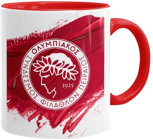 Κούπα Olympiacos F.C. Κεραμική 330ml Λευκό-Κόκκινο