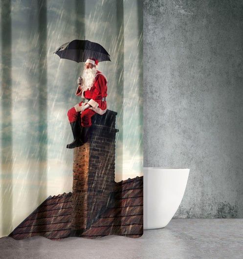 Χριστουγεννιάτικη Κουρτίνα Μπάνιου Saint Clair Christmas 401 Υφασμάτινη 180x200cm