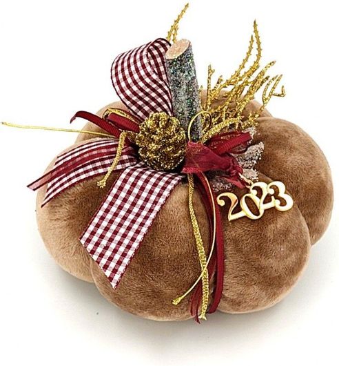 Γούρι Επιτραπέζιο Κολοκύθα 16x7.5cm Μόκα