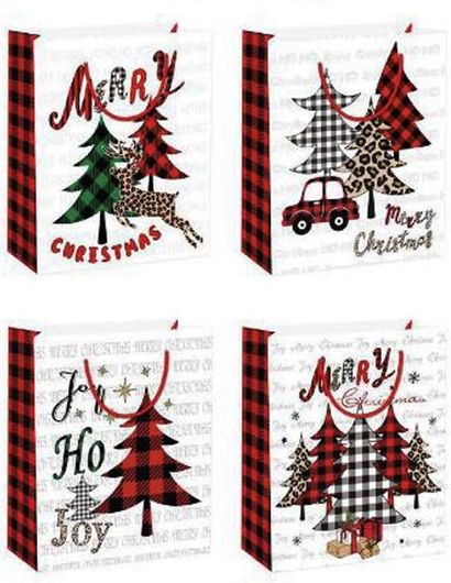 Χριστουγεννιάτικη Τσάντα Δώρου 96047 Χάρτινη 32x26x105cm Σετ 12τμχ Λευκό