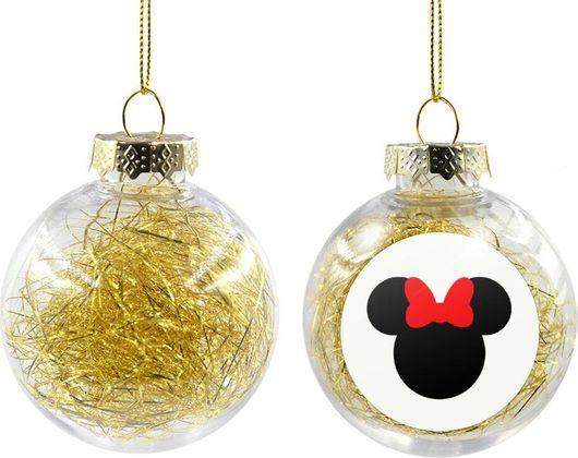 Χριστουγεννιάτικη Μπάλα Minnie Head 8cm Διάφανη με Χρυσό Γέμισμα
