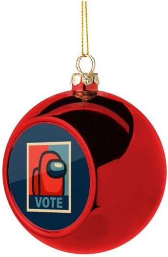 Χριστουγεννιάτικη Μπάλα Among Us Vote Πλαστική 8cm Κόκκινο