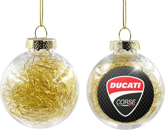 Χριστουγεννιάτικη Μπάλα Ducati Πλαστική 8cm Διάφανο/Χρυσό