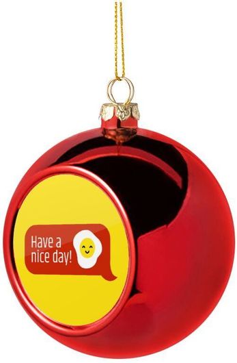 Χριστουγεννιάτικη Μπάλα Have A Nice Day Emoji Πλαστική 8cm Κόκκινο