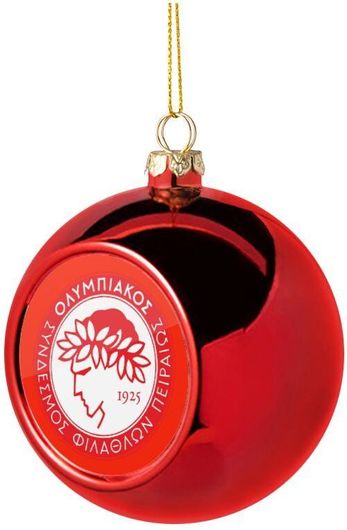 Χριστουγεννιάτικη Μπάλα Ολυμπιακός 8cm Κόκκινο