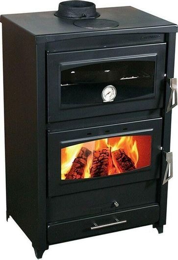 Ξυλόσομπα Thermiki Ats 90-30 Masina Χαλύβδινη 15.5kw Με Φούρνο Μαύρη