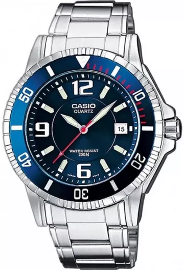 Ανδρικό Ρολόι Casio MTD-1053D-2AV με Μεταλλικό Μπρασελέ Ασημί