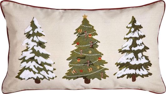 Χριστουγεννιάτικο Διακοσμητικό Μαξιλάρι Kentia 0030482 Snow Υφασμάτινο 35x60cm Μπεζ
