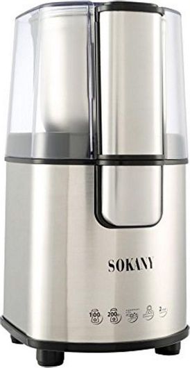 Ηλεκτρικός Μύλος Καφέ Sokany SM-3020S 200W με Χωρητικότητα 90gr Ασημί
