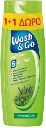 Wash & Go 5 Δρασεισ Σαμπουάν Αναδόμησης/Θρέψης για Λιπαρά Μαλλιά 360ml