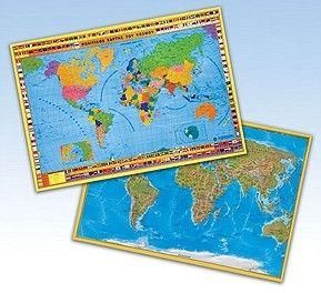 Χάρτης Του Κόσμου Πολιτικός - Γεωφυσικός Αναρτήσεως Πλαστικοποιημένος