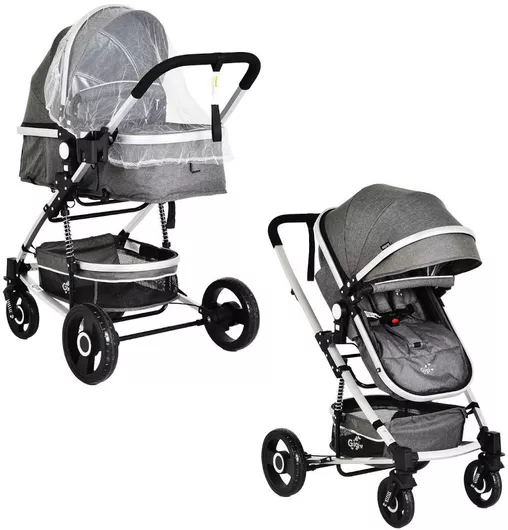 Πολυκαρότσι Μωρού Moni Gigi 2 σε 1 για Νεογέννητο Σκούρο Γκρι