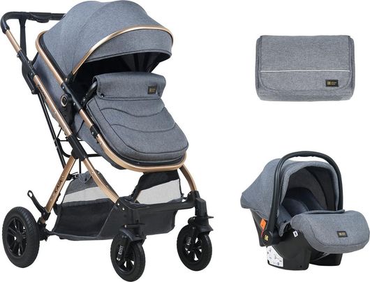 Πολυκαρότσι Μωρού Kikka Boo Kaia 3 σε 1 για Νεογέννητο Σκούρο Γκρι
