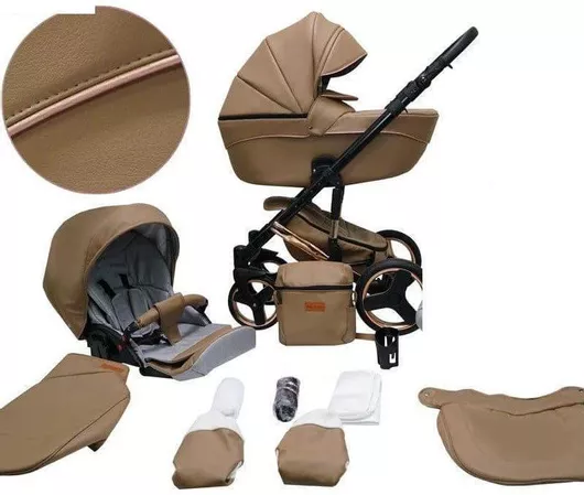 Πολυκαρότσι Μωρού Mikrus Comodo Gold 3 in 1 Mocca 16 Eco Leather