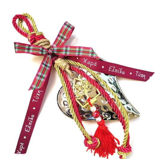 Γούρι Καρδιά Μεταλλικό με Σπιτάκι& Κορδέλες 30cm Κόκκινο