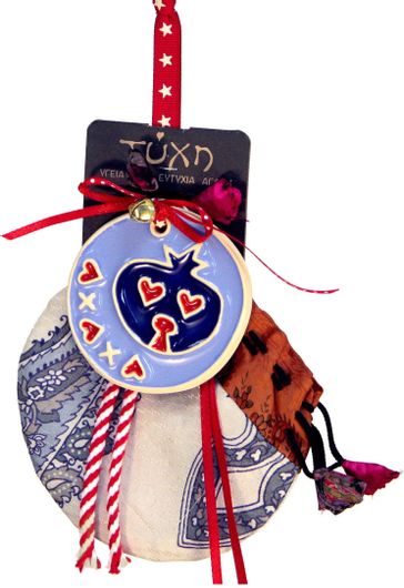 Γούρι για το Σπίτι Synchronia 2-7151009112 Κρεμαστό Ρόδι Κεραμικό Μπλε