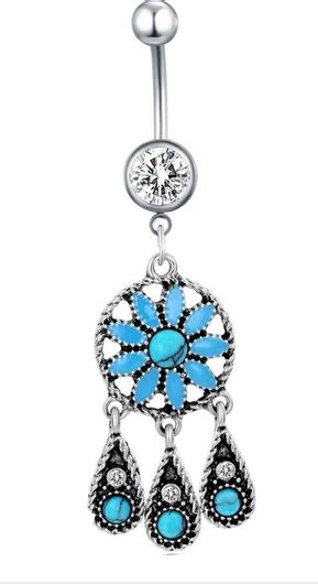 Σκουλαρίκι Αφαλού AFG7676 Κρεμαστό Γαλάζια Ονειροπαγίδα