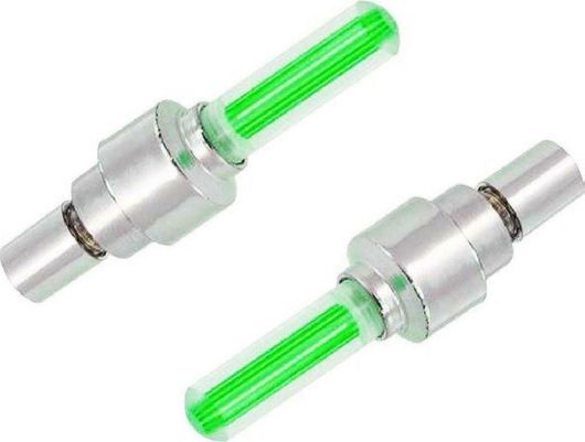 Καπάκια Βαλβίδας BIKE-0030 LED 6.5cm 2τμχ Πράσινο