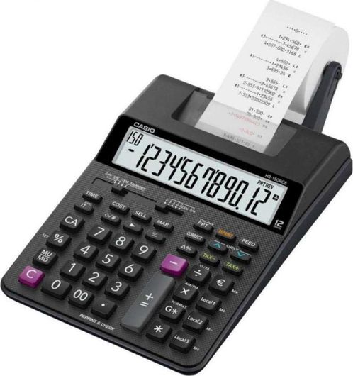 Αριθμομηχανή Casio HR-150RCE Χαρτοταινίας Μπαταρίας 12 Ψηφία Μαύρο