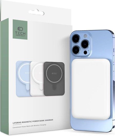 Tech-Protect PB10 Lifemag MagSafe Power Bank 5000mAh με Θύρα USB-C Λευκό