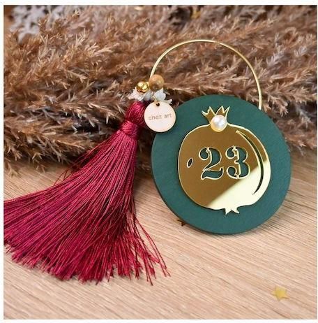 Γούρι για το Σπίτι Chez Art 23634 Κρεμαστό Ρόδι Ξύλο 9x9cm Πράσινο